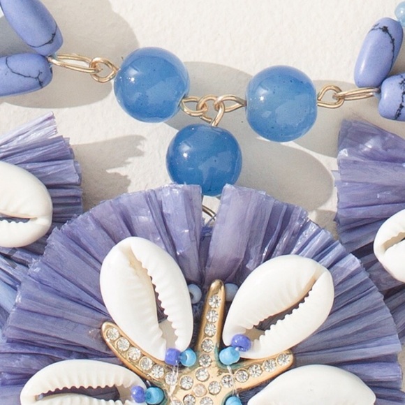 Chico’s Periwinkle Shell Bib Necklace. - Picture 6 of 9